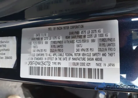 2019 Mazda Cx-5 Grand Touring z USA, uszkodzony, nr VIN JM3KFADM4K0540732